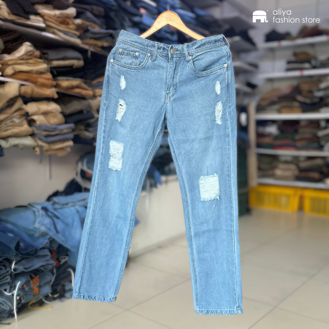 Branded Ripped Denim Jeans