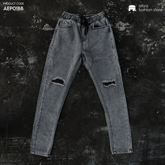 Acid Washed Ripped Denim Jogger