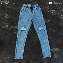 Acid Washed Ripped Denim Jogger