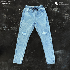 Acid Washed Ripped Denim Jogger