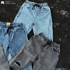 Acid Washed Ripped Denim Jogger