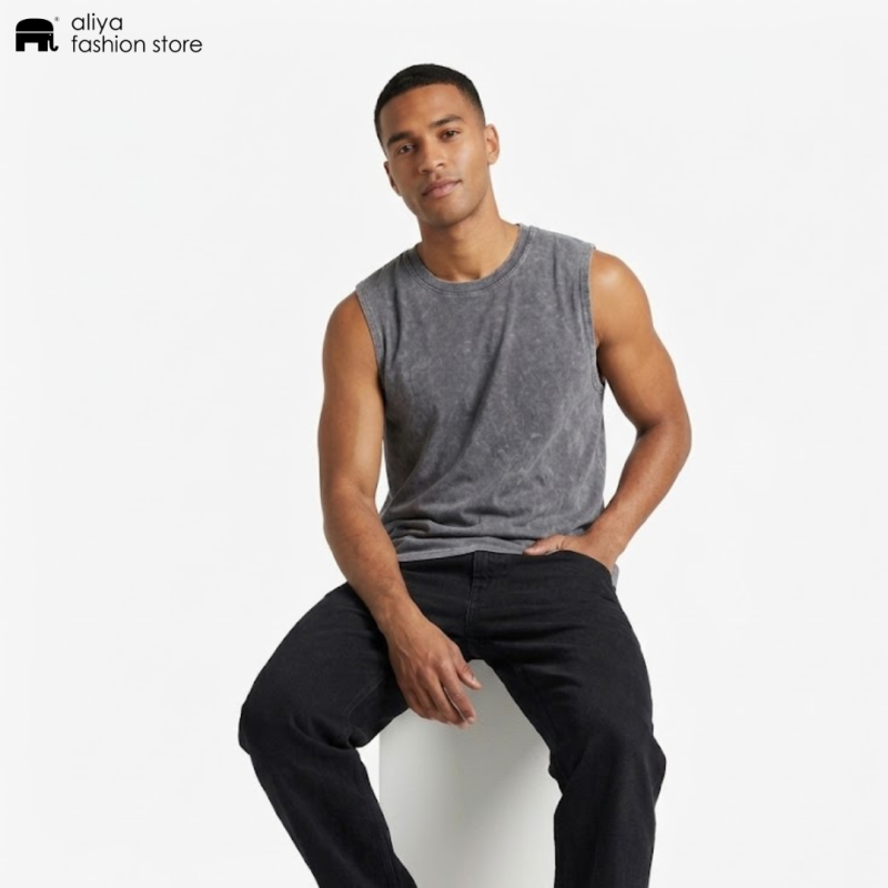 Top Line Acid Washed Oversized Plain Tank