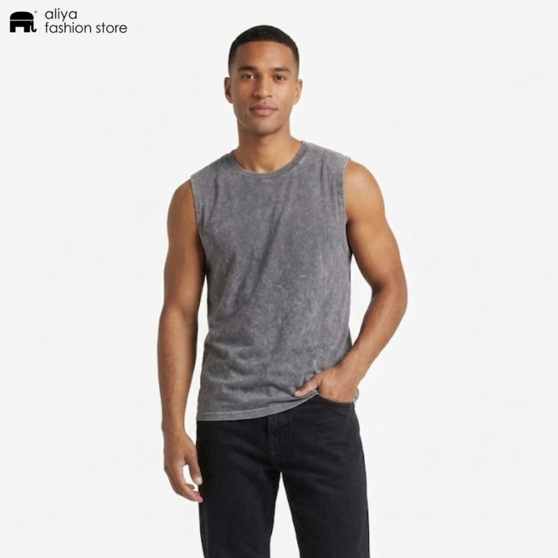 Top Line Acid Washed Oversized Plain Tank