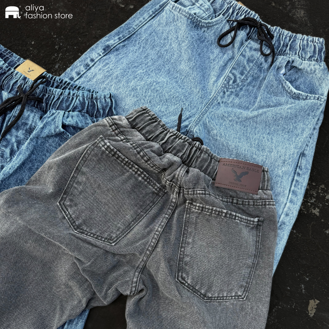 Acid Washed Ripped Denim Jogger
