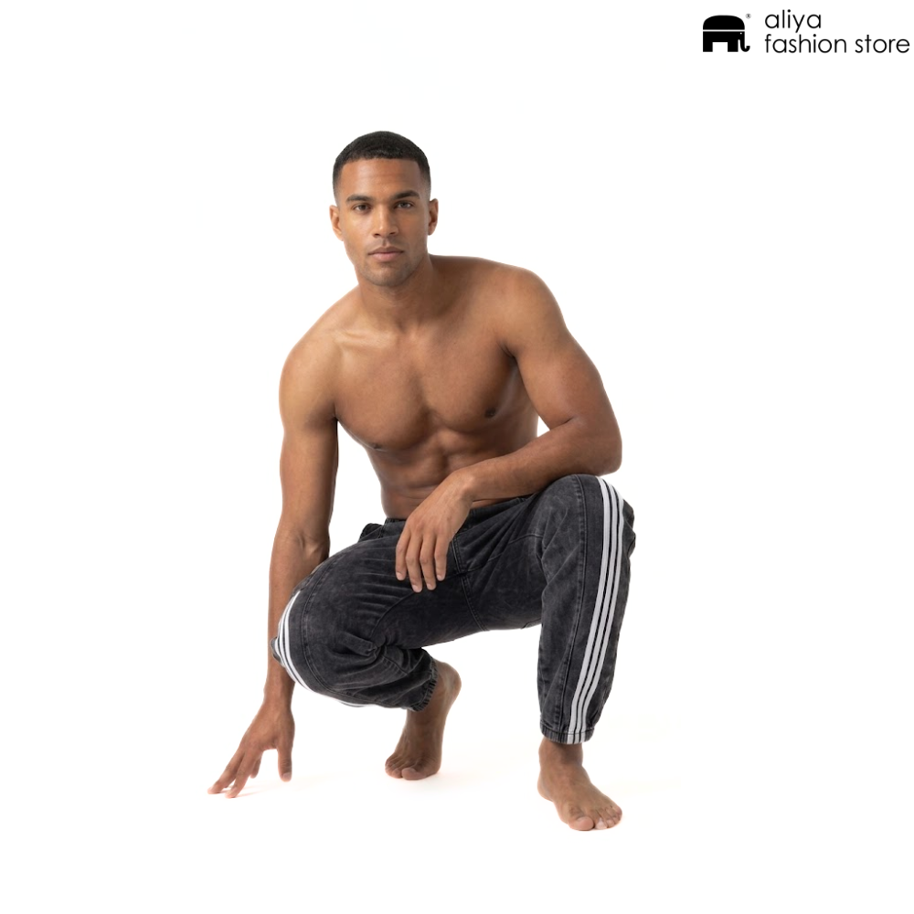 Eddwin Striped Black Denim Jogger