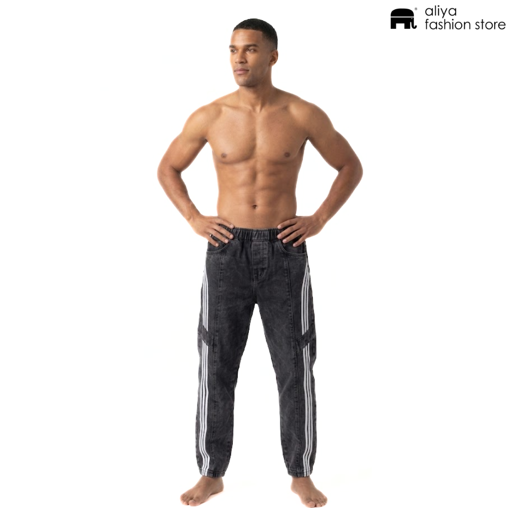 Eddwin Striped Black Denim Jogger